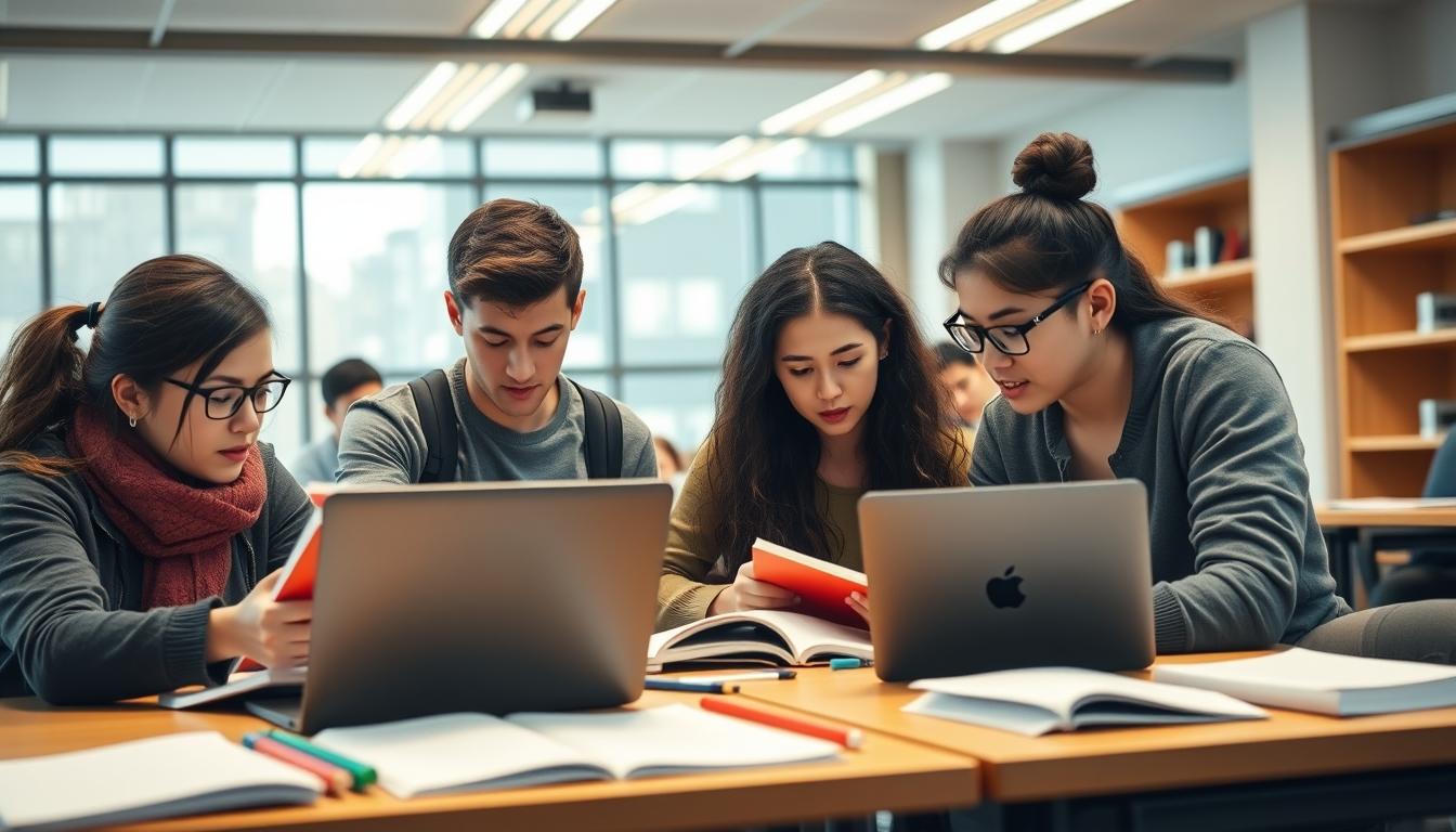 Students working in research laboratory