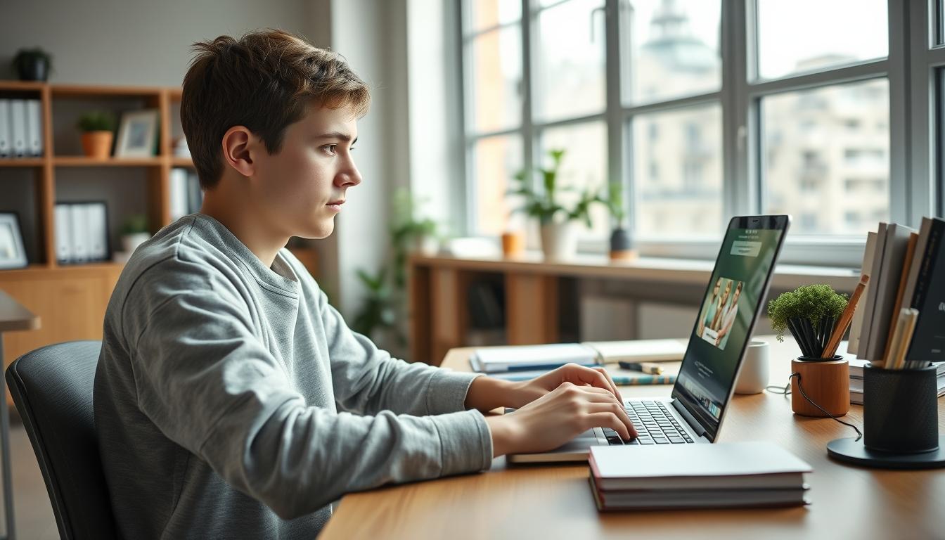 Students studying together in modern classroom